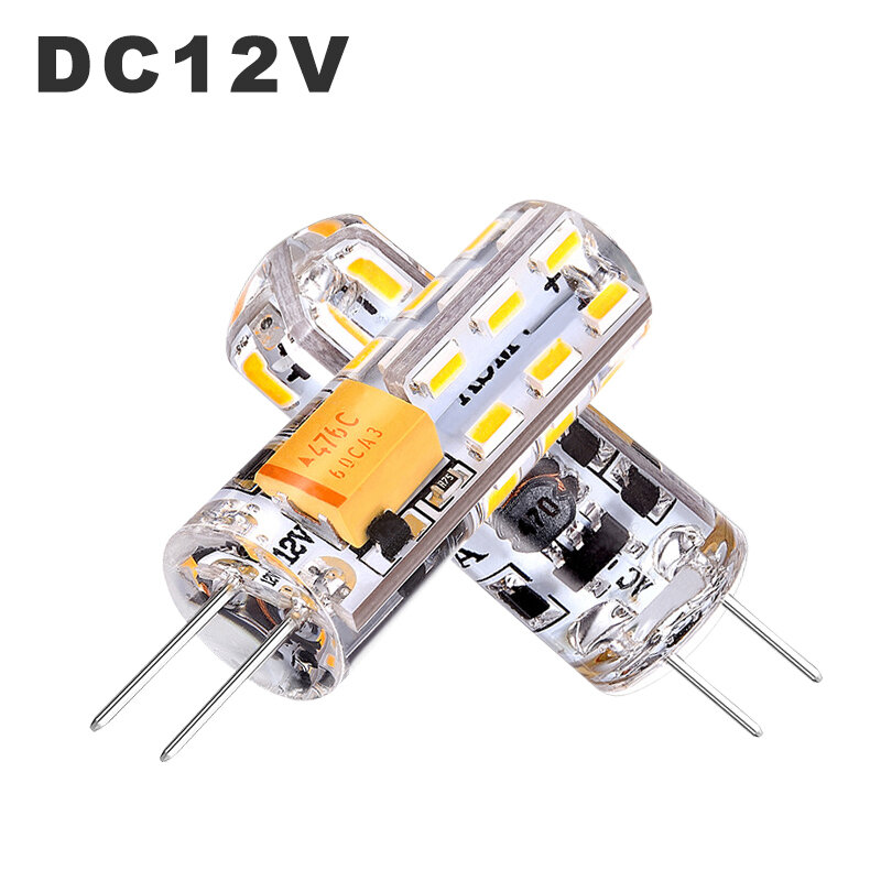 2 unids/lote LED G4 bombilla de lámpara DC12V 1,5 W 3W 4W grano de luz de maíz Sillcone SMD3014 reemplazo Ultra brillante halógeno para araña de cristal