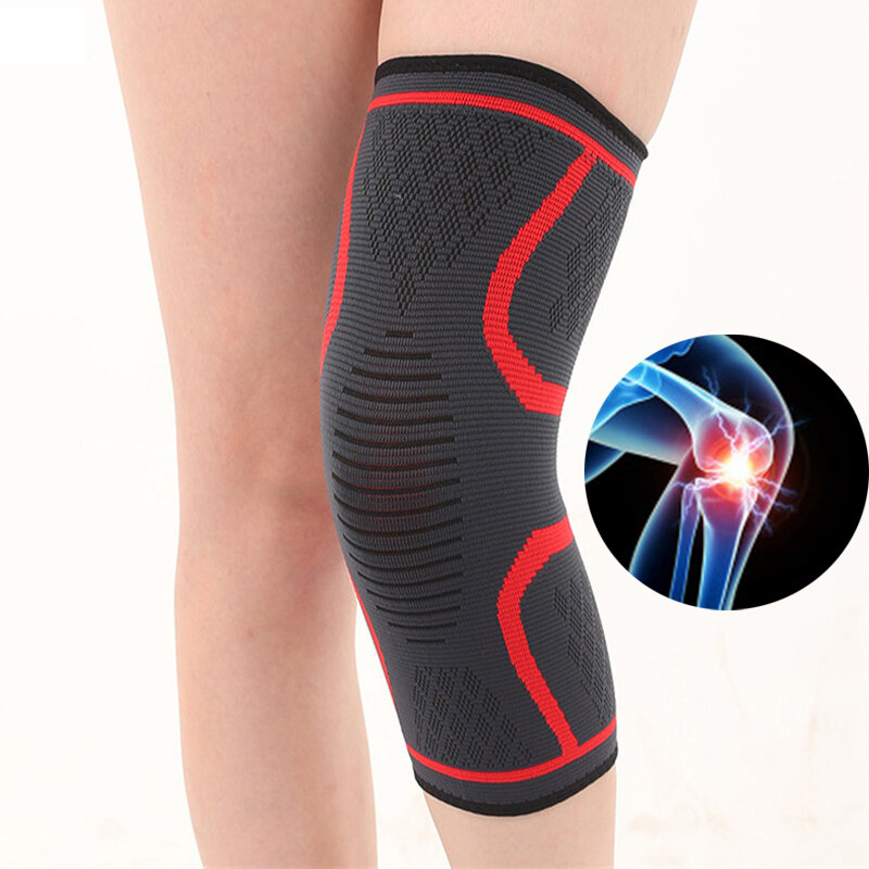 女性男性フィットネスジムランニングサイクリング膝パッド支持ブレース弾性ナイロンスポーツ圧縮膝パッドスリーブバスケットボール