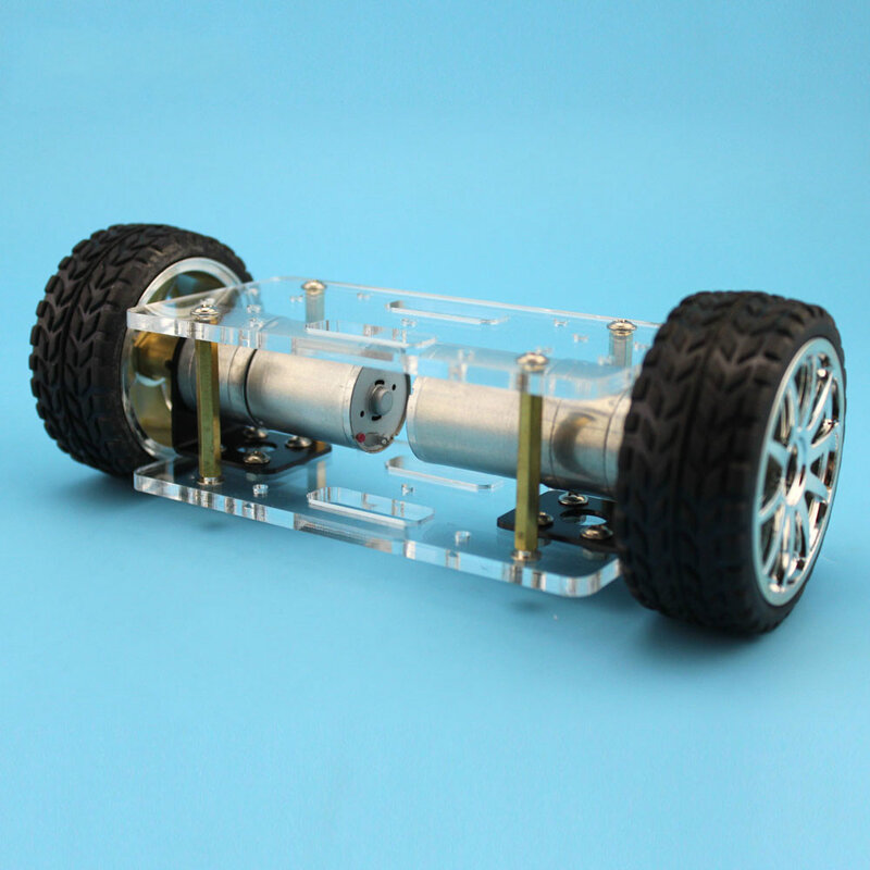 JMT akrylowy talerz podwozie samochodu rama własny zrównoważony napęd 2 koła 2WD Robot DIY Kit 176*65mm wynalazek zabawka F23639