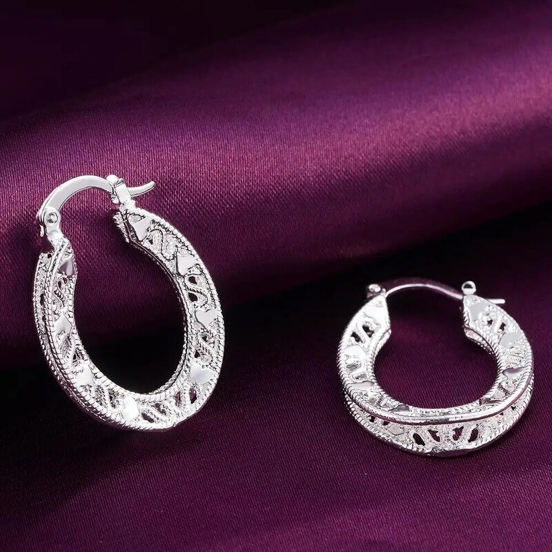 Brincos de geometria ovais ovais delicados retro feminino presente de natal favorito feminino moda prata cor jóias le002