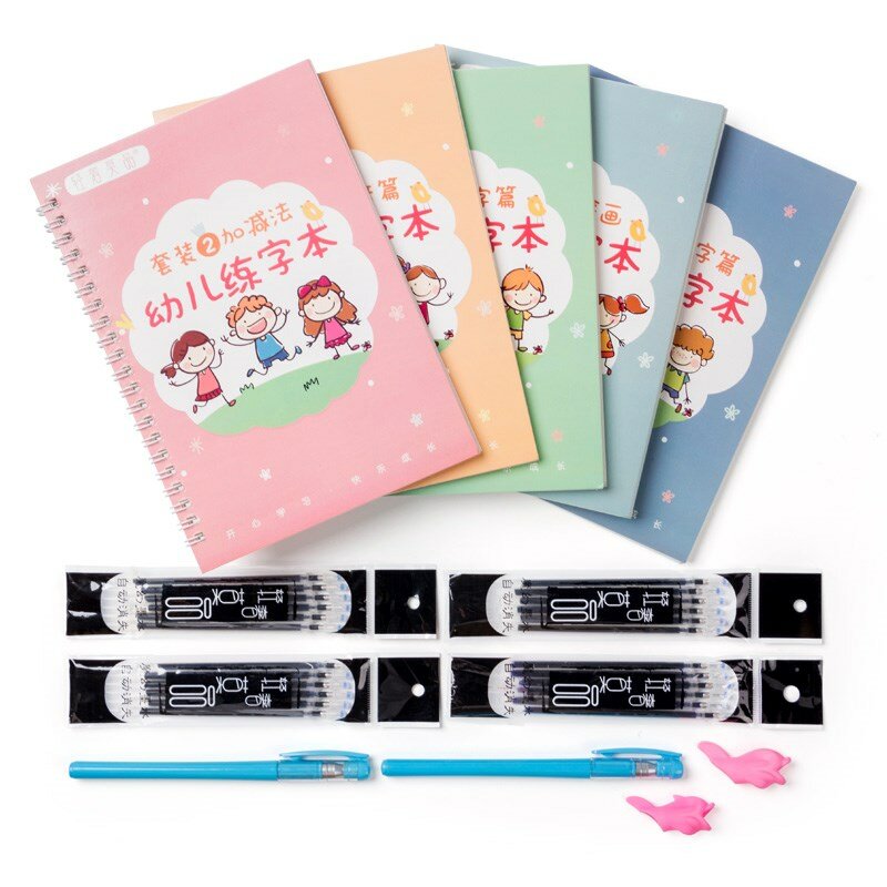 5pcs/set  Magic groove Number/ Chinese/Pinyin Calligraphy copybook for Kids Children Exercises Calligraphy Practice Book libros