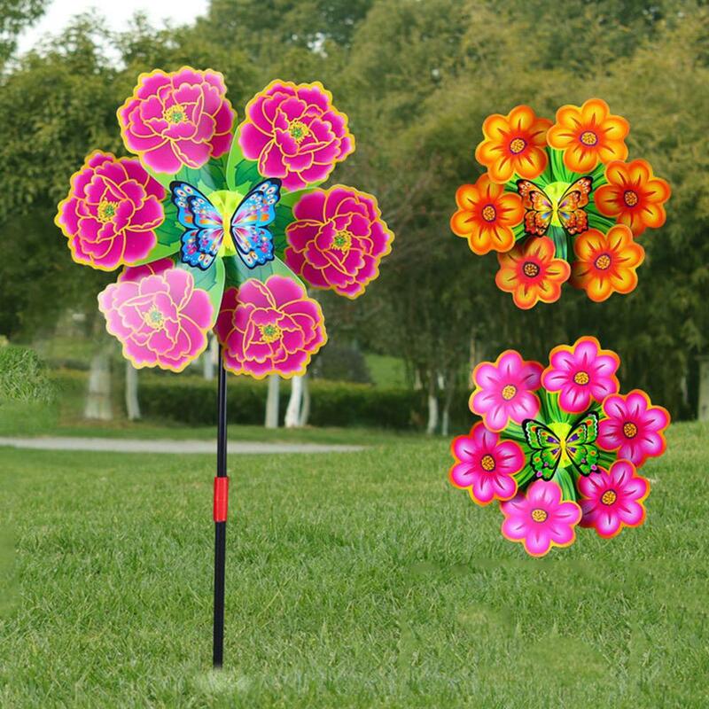 ดอกไม้ Windmill Wind Spinner Pinwheels Home Garden Yard ตกแต่งของเล่นเด็กใหม่