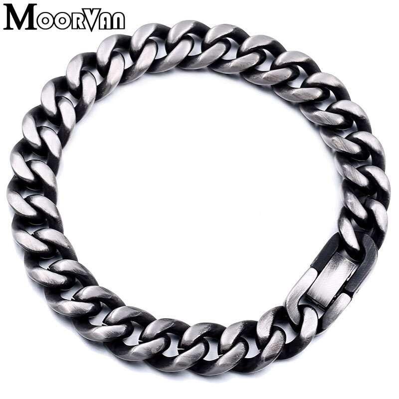 Moorvan men's bracelets,7MM/9MM/10MM wide rock trendy gift for man chain link stainless steel bracelet,hiphopboy jewelry VB507