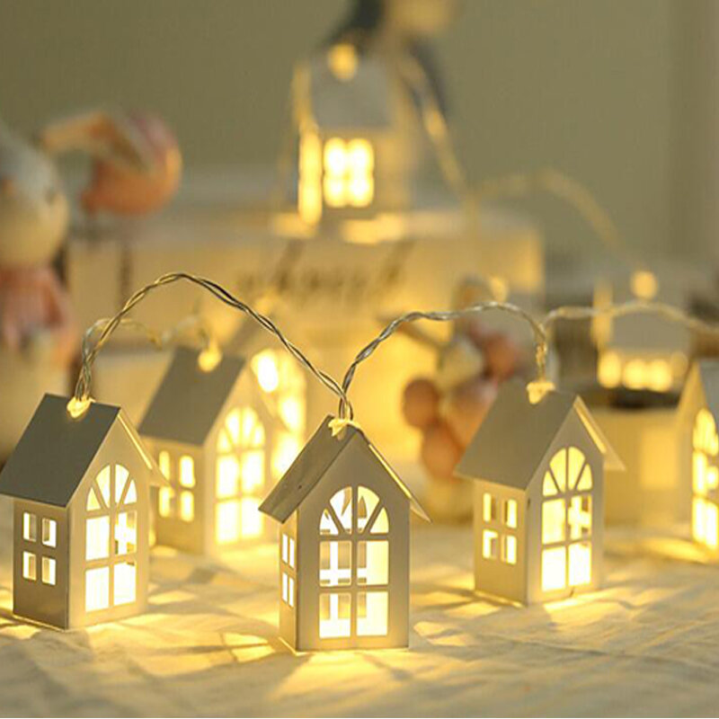 Luci natalizie LED House String Lights Christmas Fairy Lights ghirlanda Outdoor Home per matrimoni/feste/tende/decorazioni da giardino