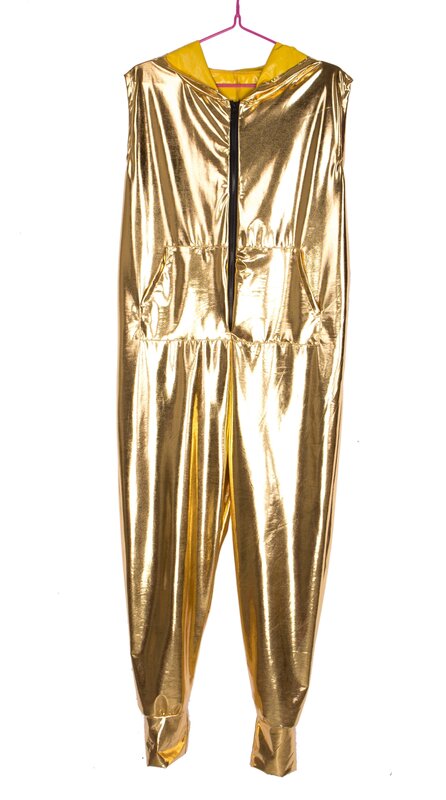 New fashion hip hop tari kostum memakai kinerja eropa longgar emas terang warna jazz jumpsuit kamuflase celana one piece