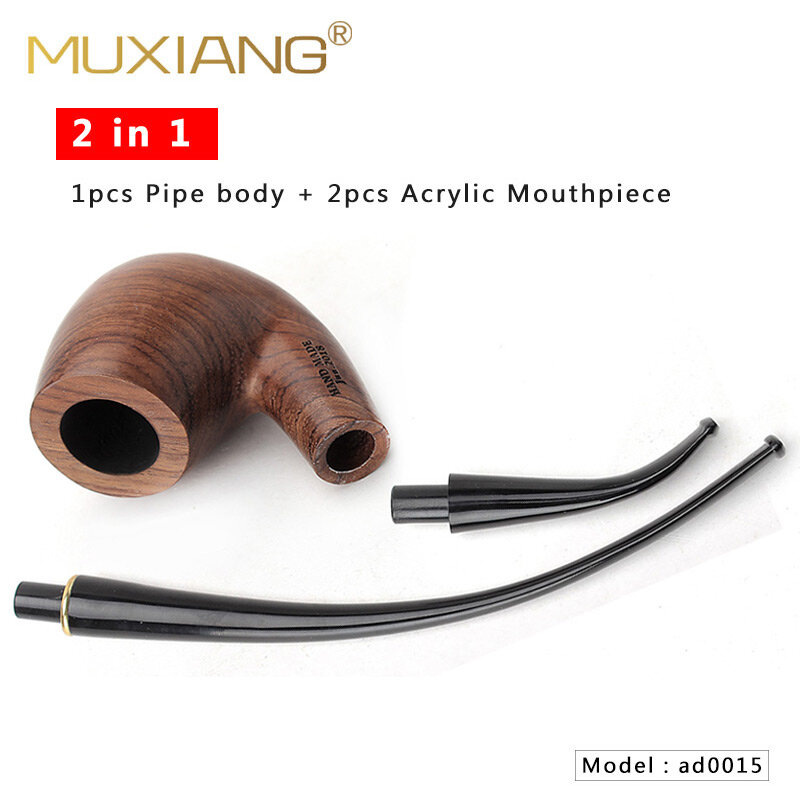 HOT-MUXIANG 2 em 1 jacarandá de madeira cachimbo de tabaco tubo de tubos de madeira com filtro de 9mm 10 ferramentas de fumar tubo set presente para homens