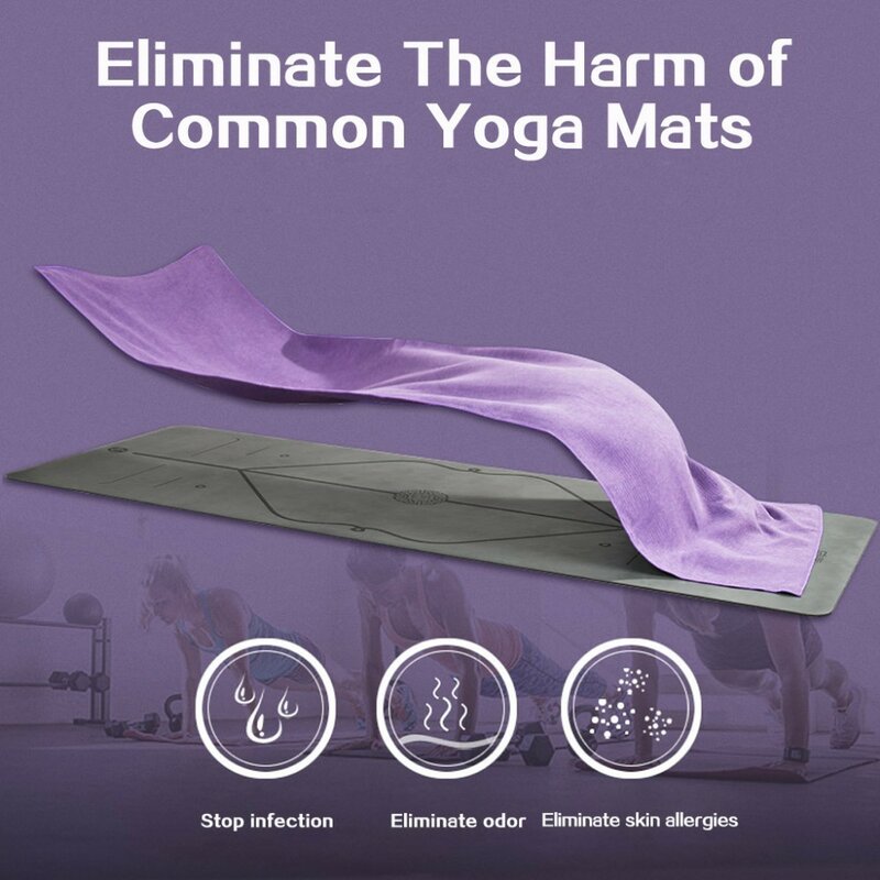 Tapete de yoga worthwhile fitness, toalha anti derrapante cobertor de microfibra esportivo antiderrapante para grossar o chão, equipamento de exercício de pvc