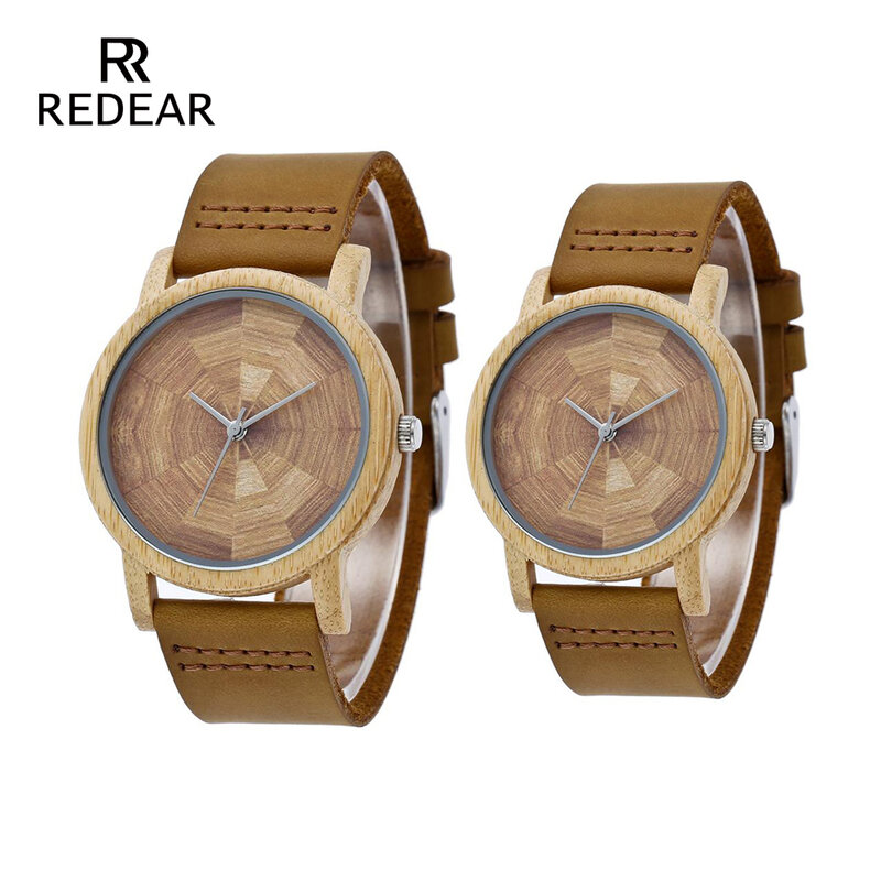 OEM Custom LOGO Love's Bamboo Watches No Scale Brown Leather Watch Strap Sport Watches for Love's Gift Item