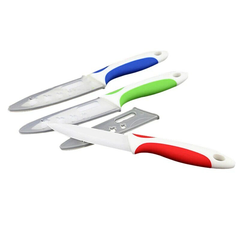 Cuchillo de frutas blancas de 3/4/5 pulgadas con mango colorido, cuchillos de cerámica, cuchillos de cocina de calidad superior herramienta de cocina