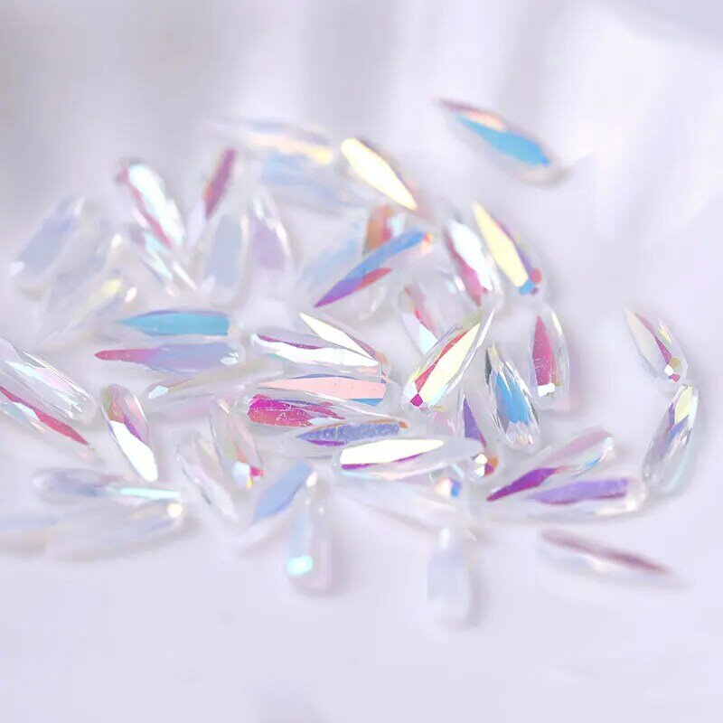10 pieces AB nail crystal Rhinestone gems long water drop charms 3D stones Rhinestone Nail Art decorations manicure accessories