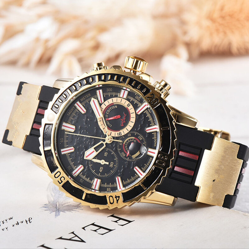 Relogio Dourado Masculino мужские часы лучший бренд класса люкс модные кварцевые часы мужской спортивный военный наручные часы Прямая доставка