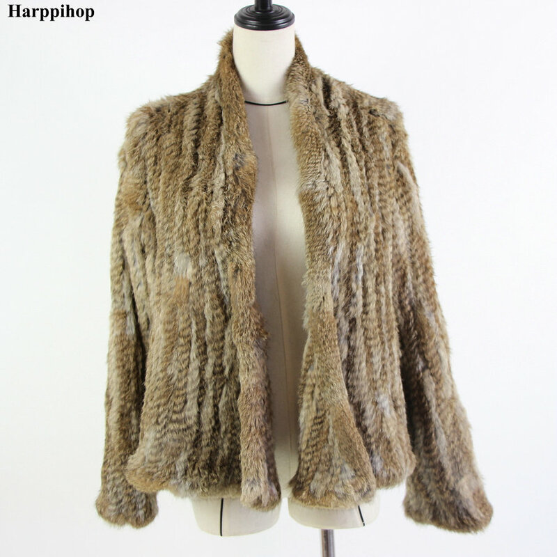 Лидер продаж 2021, вязаная куртка из кроличьего меха, популярная модная меховая куртка, зимнее меховое пальто для женщин * harppihop