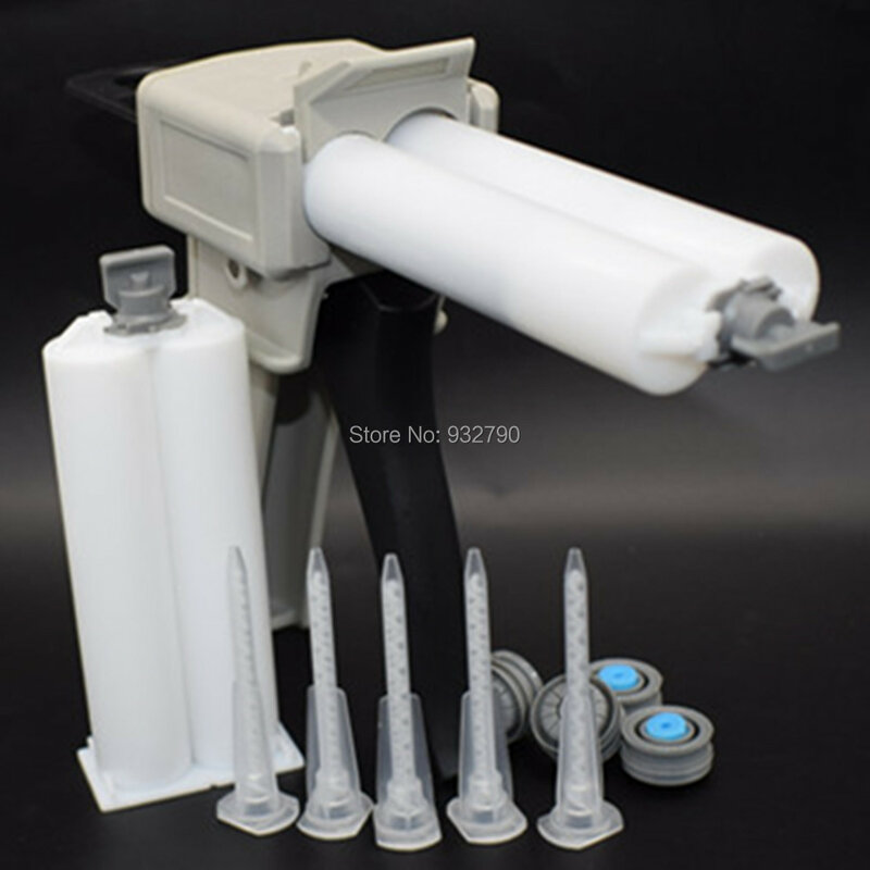 Aplicador de epóxi e pistola de distribuição, 1:1, 50ml + 2 peças de cartuchos de tubo adesivo estrutural + 5 peças de misturador estático