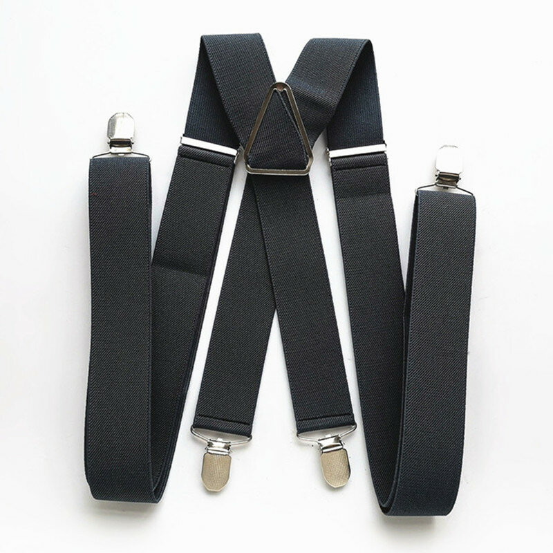 Suspender cinza escuro ajustável para homens e mulheres, clipes elásticos X traseiros nas calças, suspensórios, largura 3,5 cm, BD054, L, XL, XXL
