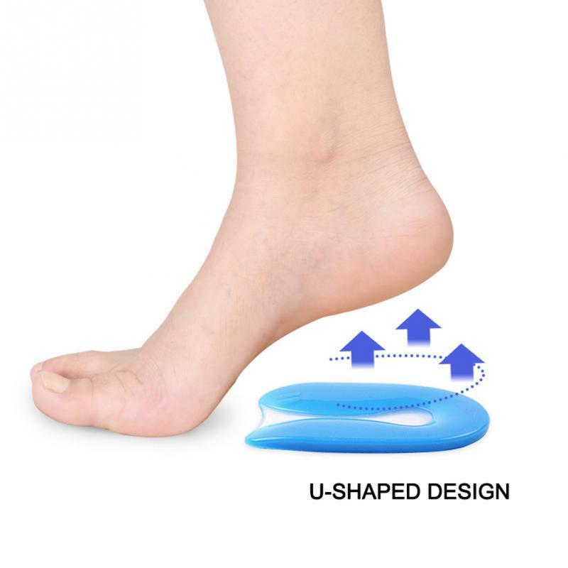 1 Pair Foot pain Silicone Gel U-Shape Plantar Fasciitis Heel Protector Heel Spur Cushion Pad Shoe Inserts Insole for Men Women