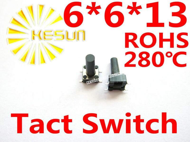 FREE SHIPPING 100PCS 6X6X13  SMD Tactile Tact Mini Push Button Switch Micro Switch Momentary ROHS