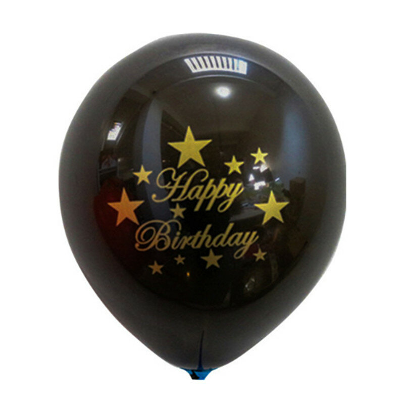 10Pcs 12นิ้วลูกโป่ง Air สีดำ30 40 50 60 70ปี Happy Birthday Party ตกแต่งผู้ใหญ่ฟอยล์ฮีเลียม A034