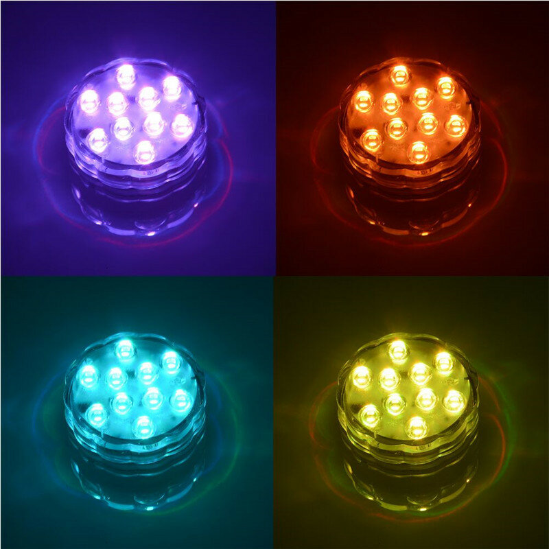 Base de luz LED giratoria para centro de mesa de boda, florero sumergible Multicolor, funciona con pilas 3AAA, RGB