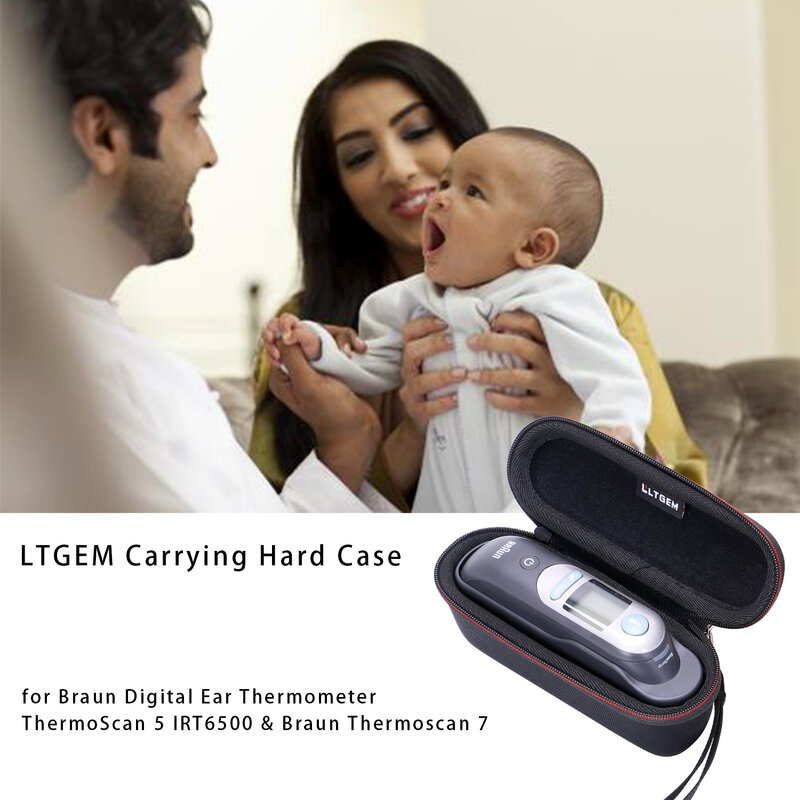 LTGEM EVA Shockproof Carrying Hard Case for Braun Digital Ear Thermometer ThermoScan 5 IRT6500 & Braun ThermoScan 7