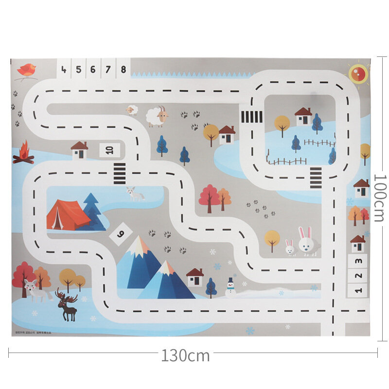 130*100 Cm Portabel Tikar Bermain Mobil Adegan Kota Lalu Lintas Jalan Raya Peta Papan Anak-anak Pendidikan Mainan Permainan Peta Karpet aksesoris Mobil