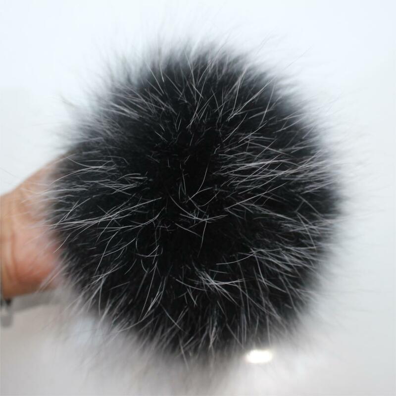 Dankeyisi bolas de pele de raposa real, 15cm pompom pompons para chapéus touca pele de guaxinim natural pompom para luvas e chaveiros