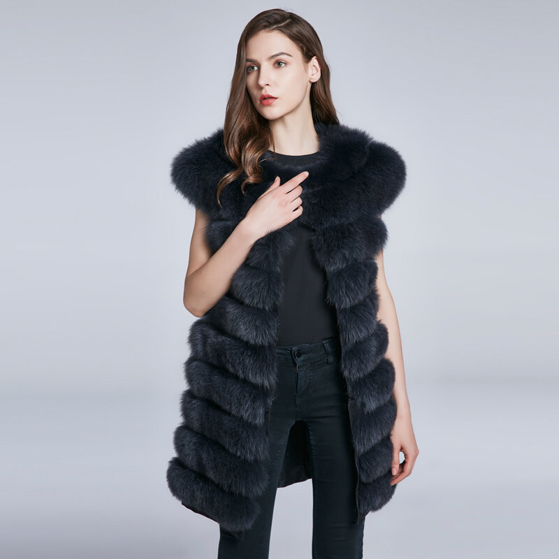 JKP new Real Fox Fur Vest Coat Fox Vest Natural Fox Fur coat Fur coat, Women's Winter Warm Coat   HWB-85C