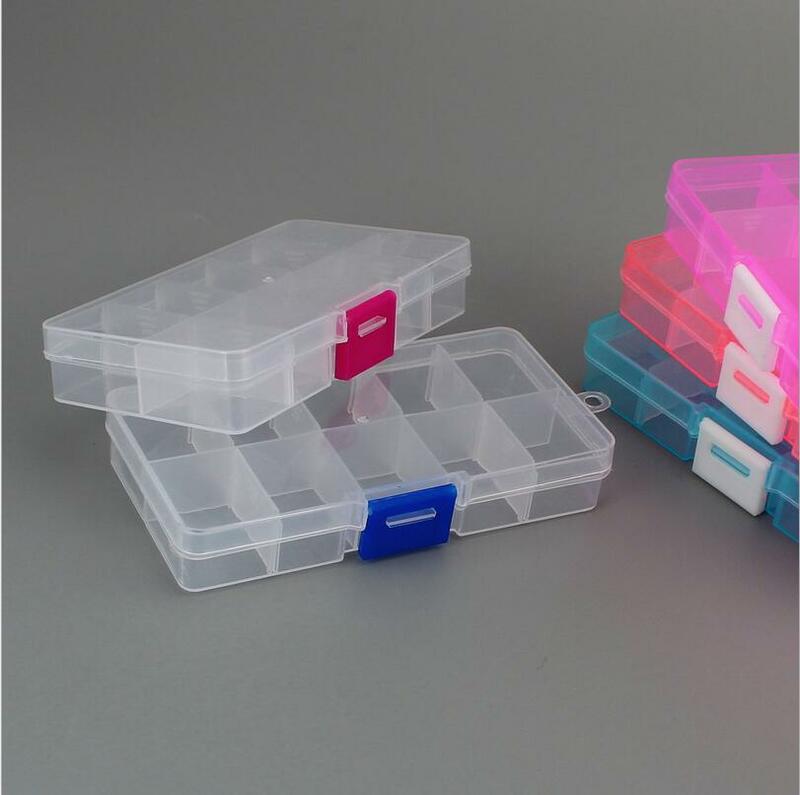 Joyero de plástico con 10 ranuras (ajustable), caja de almacenamiento, organizador de joyería artesanal, cuentas, bricolaje, joyero, Z28