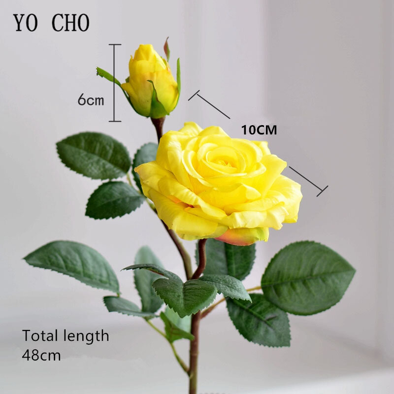 YO CHO-Silk Artificial Rosa Flor Buquê, Toque Real, Noiva, Casamento, Fontes Do Casamento, DIY, Casa, Decoração Do Partido