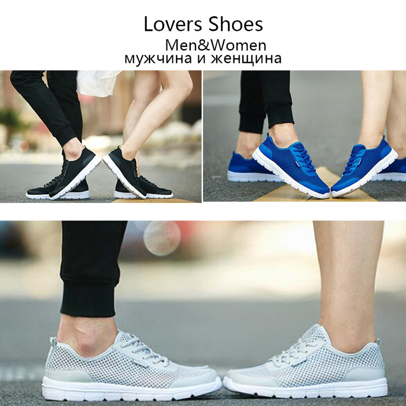MLANXEUE Men Shoes Summer Sneakers Breathable Fashion Mesh Casual Shoes Couple Lover Mens Mesh Shoes  Big Plus Size Lace up Shoe