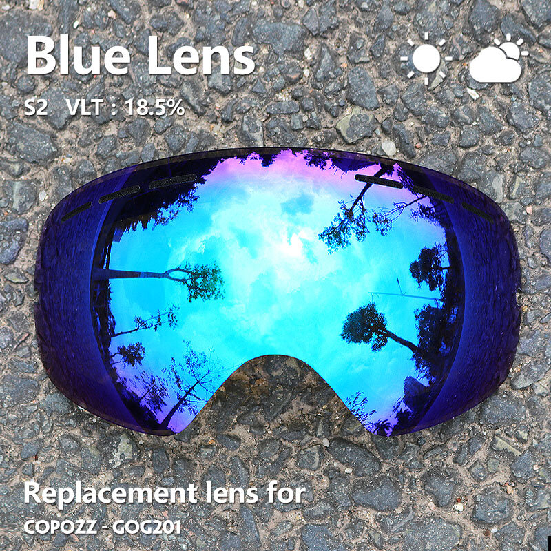 COPOZZ 201 Lens Ski Goggles Lens For Anti-fog UV400 Big Spherical Ski Glasses Snow Goggles Eyewear Lenses Replacement(Lens Only)