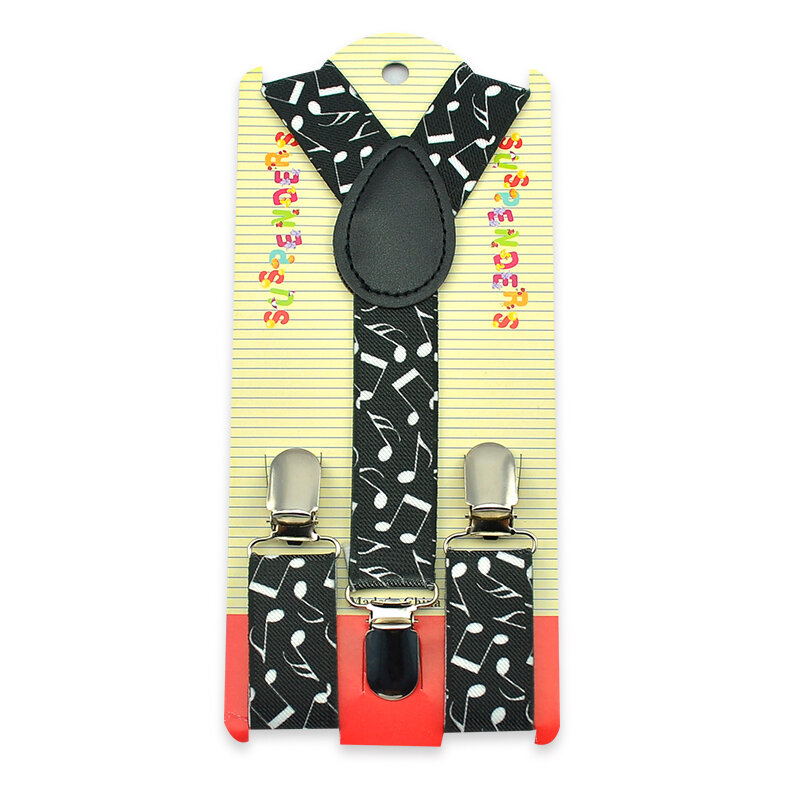 Bretelles en Polyester | 2.5cm de haute qualité, pour enfants garçons et filles "big Music Note", bretelles élastiques noires, pantalon à dos Y bretelles