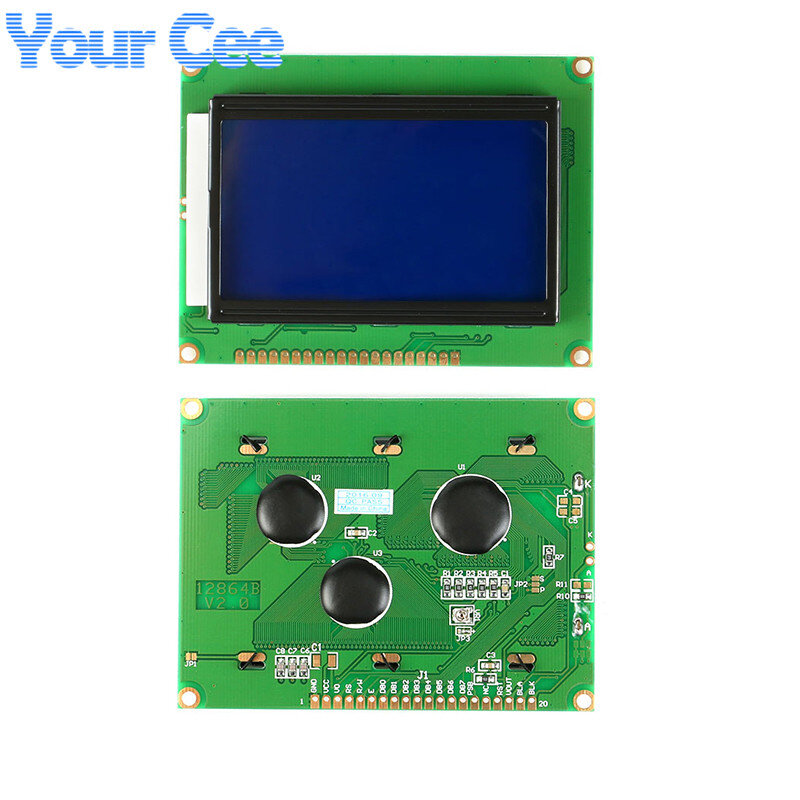 Módulo de exibição de tela LCD para Arduino, Azul, Amarelo, Verde, IIC, I2C, 3.3V, 5V, 1602A, J204A, 2004A, 12864B, 128x64