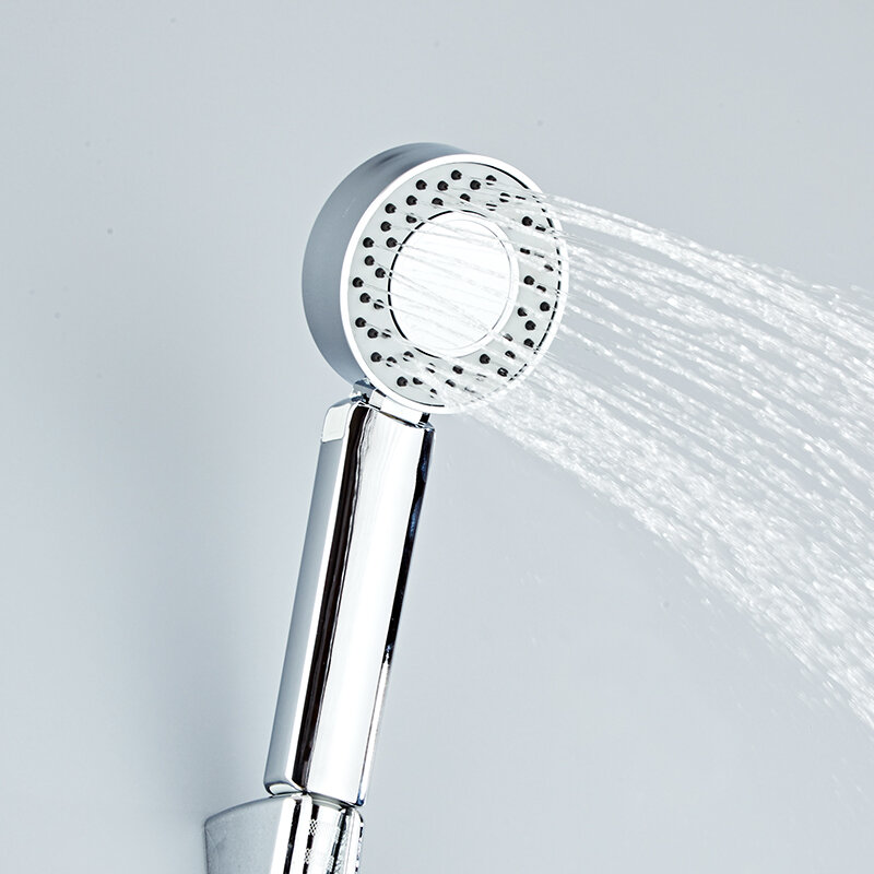 Pommeau de douche double fonctions, économie d'eau, rond, ABS, chromé, douchette de bain à forte pression