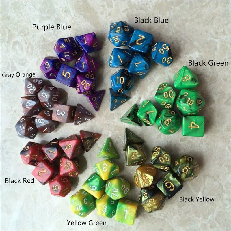 2-color Dice Set with Nebula effect poker d4 d6 d8 d10 d10 d12 d20 rpg dice game High quality Multi-Sided Dice 7pcs dice set