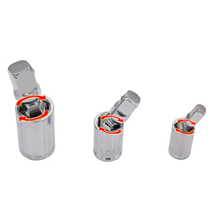 Chrome Vanadium Steel Universal Joint Set Ratchet Angle Extension Bar Socket Adapter 1/4" 3/8" 1/2"