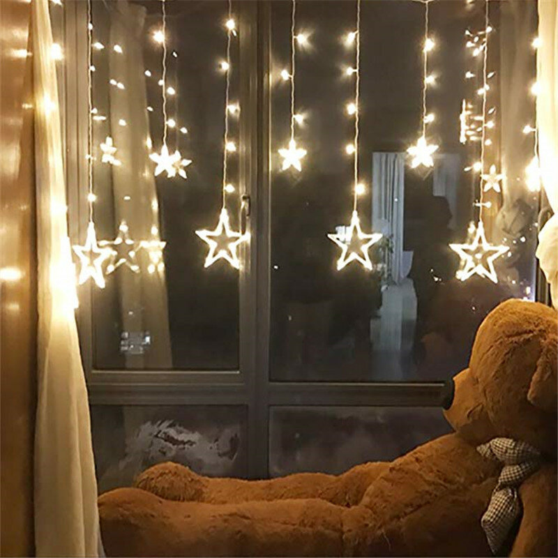 2.5 M LED عيد الميلاد ضوء AC220V الاتحاد الأوروبي رومانسية الجنية الصمام الستار نجمة سلسلة أضواء ل عطلة الزفاف جارلاند حزب الديكور