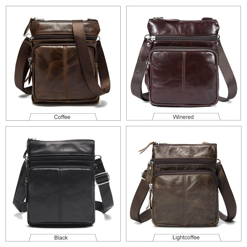 WESTAL Messenger Bag Men's Shoulder Genuine Leather Bags Flap Small Male Man Crossbody Bags for Men Natural Leather Bag M701