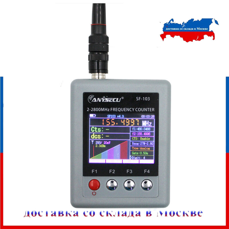 Anysec- contador de frecuencia SF-103, medidor portátil SF103, CTCSS/DCS, 2MHz-2800MHz, para transceptor manual DMR y analógico
