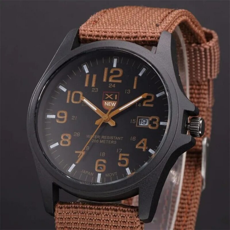 XINEW Band Hot Sell Outdoor Mens Date Stainless Steel Military Sports Analog Quartz Army Wrist Watch Dropshipping 0803