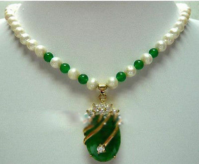 Colgante de Gema verde perla auténtica para mujer, collar de joyería, blanco, nuevo, venta de joyas, 7-8
