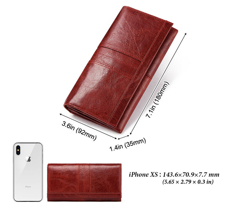 Women's RFID Long Wallet  Genuine Leather High Quality Female Casual Day Clutch Soft Cards Holder Phone Case Passport Holder