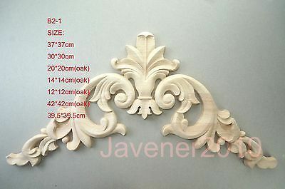 B2-1-30x30 cm Holz Geschnitzten Corner Onlays Applique Unlackiert Rahmen Tür Aufkleber Arbeits carpenter Blume