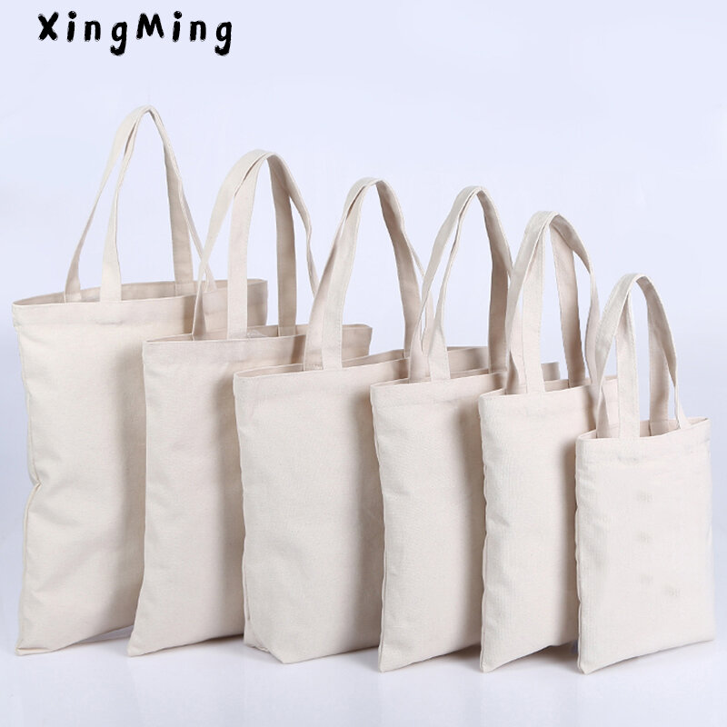 XINGMING-Bolso de mano de lona reutilizable para hombre y mujer, bolsa de compras de alta capacidad, de algodón, alta calidad
