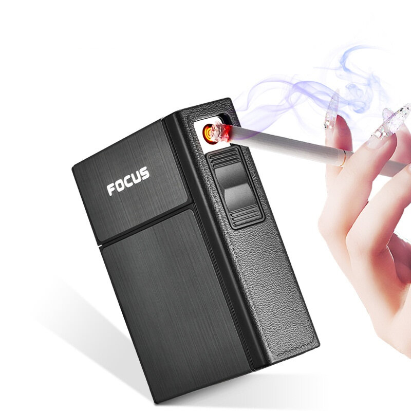 Allume-cigare électronique USB amovible, boîte coupe-vent d'extérieur, étui à cigarettes sans flamme