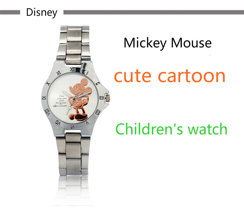 Nowy Disney Mickey Mouse Minnie złoty srebrny zegarek dla dzieci chłopcy dziewczęta zegarki stalowe studenci zegarek kwarcowy dla dorosłych prezent urodzinowy