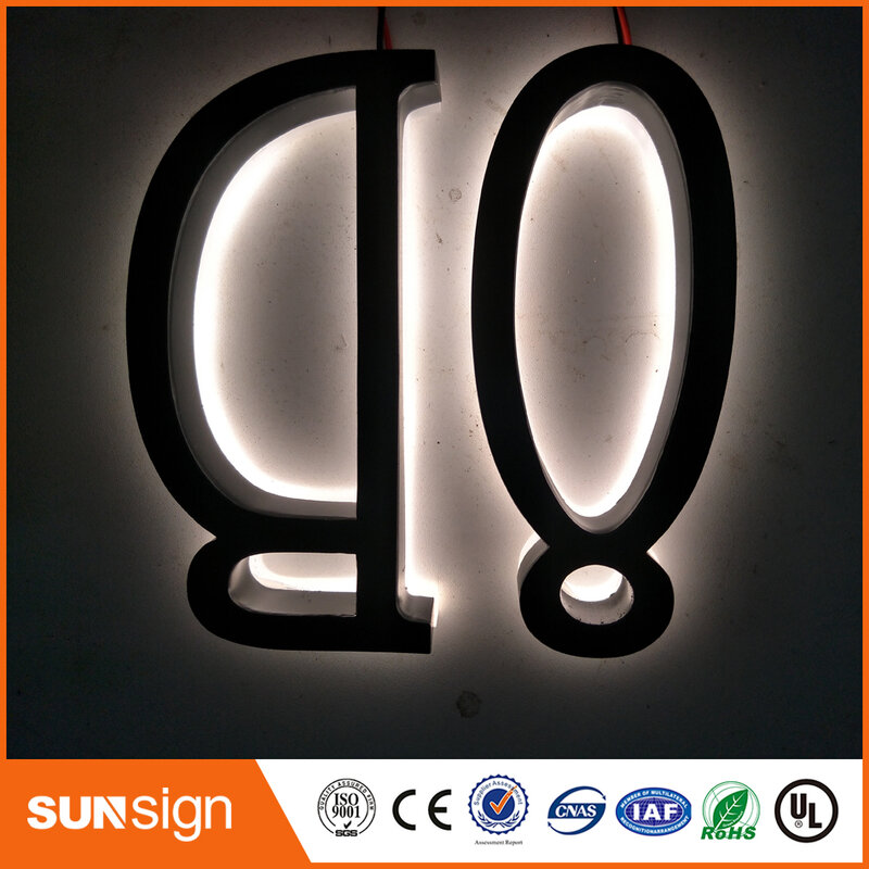 Factory Outlet Outdoor backlit stainless steel LED 3d letter sign logo