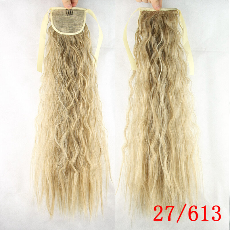 Soowee Long Black Kinky Curly Hair Pony Tail Hairpieces Drawstring Ponytails Synthetic Clip In Hair Extension for Women