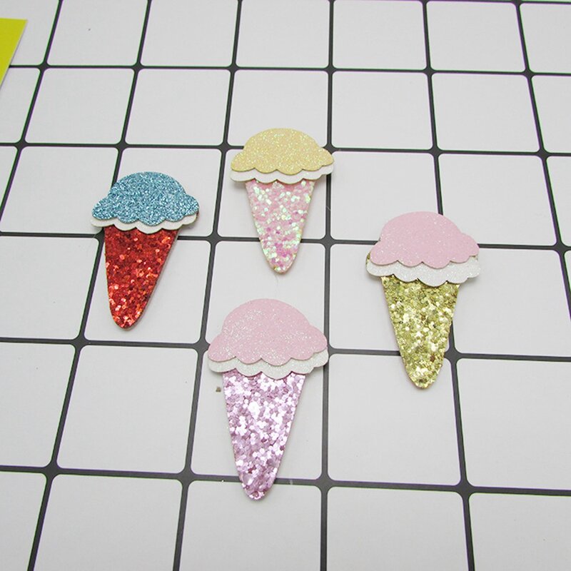 100pcs/lot glitter ice cream padded applique Crafts for headwear ornament dress decoration DIY accessories