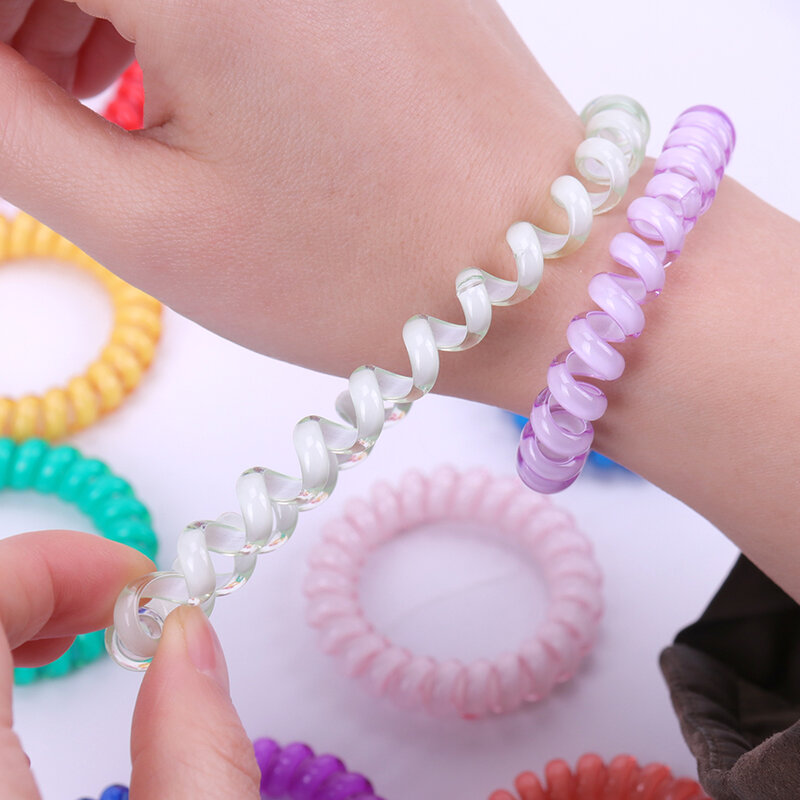 1PC Fashion Cute Candy Color Hair Jewelry Headbands Telephone Line Hair Rope for Women Hair Band