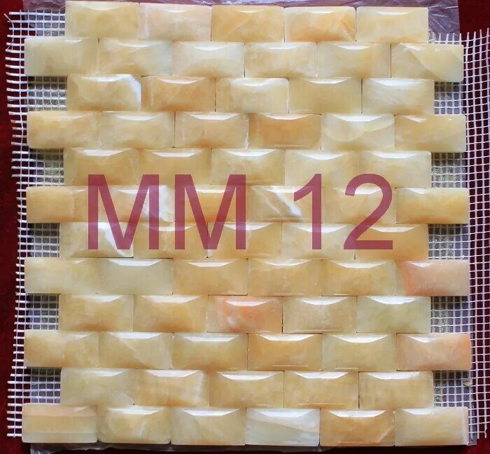 11 tiles/lot Resin jade mosaic beige jade stone tv background wall mosaic  12 mm